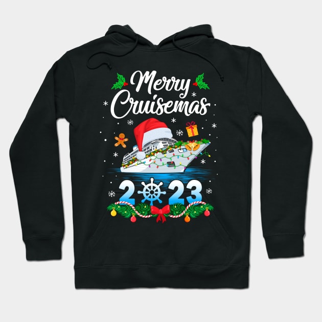 Merry Cruisemas 2023 Christmas Santa Reindeer Cruise Ship Hoodie by James Green